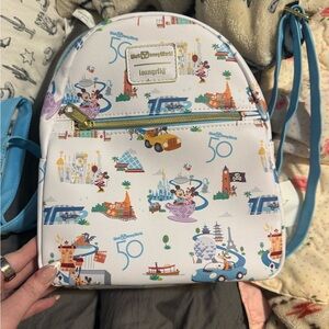 Loungefly Disney World Kids Backpack - White and Blue
